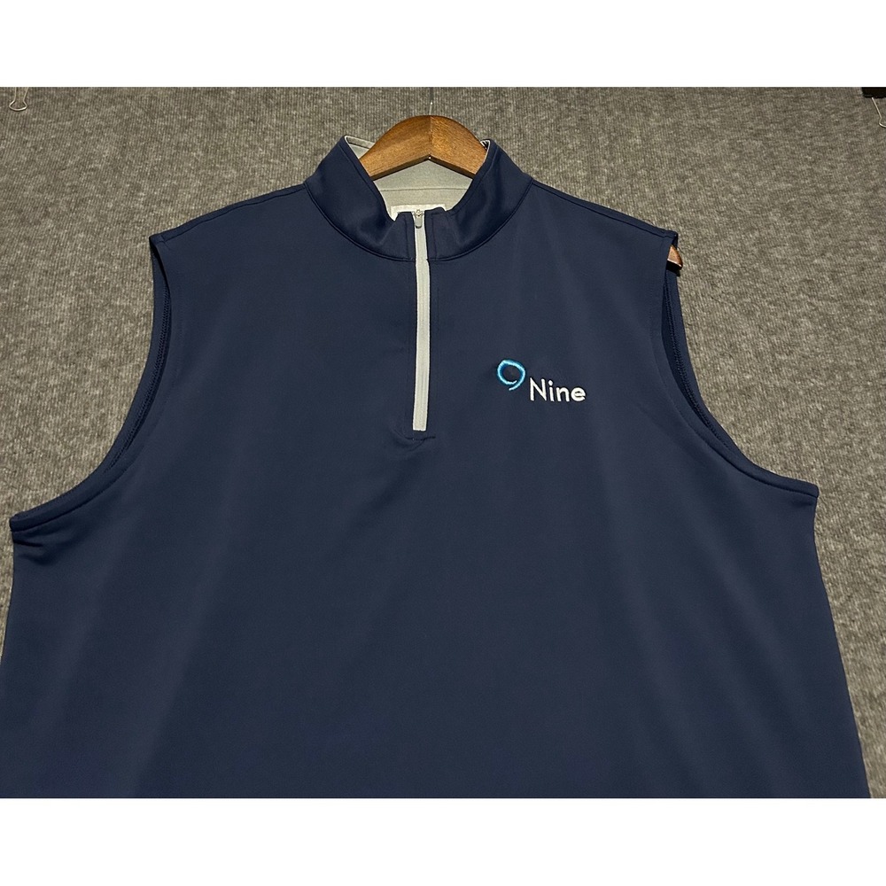 Peter Millar Vest Mens Large Blue Golf Galway Stretch Loop Terry 1/4 Zip - Picture 1 of 7